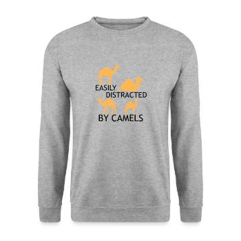Distracted by Camels Wildlife Nature Desert Animal - Unisex Sweatshirt - salt & pepper - Front - Alina (178cm) & Michal (187cm)