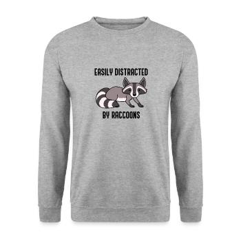 Ablenkt von Waschbären, Natur, Wildtieren, süßes - Unisex Pullover - Weißgrau meliert - Vorne - Alina (178cm) & Michal (187cm)