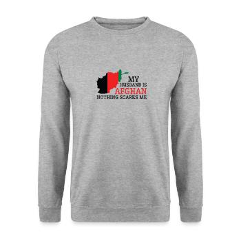 Nothing Scares Me Afghan Husband Afghanistan - Unisex Sweatshirt - salt & pepper - Front - Alina (178cm) & Michal (187cm)