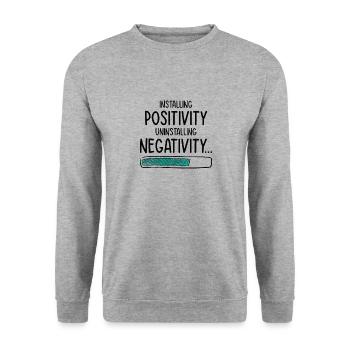 Installieren Optimistische Menschen Glück Positiv - Unisex Pullover - Weißgrau meliert - Vorne - Alina (178cm) & Michal (187cm)