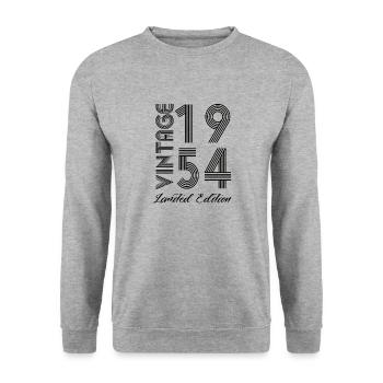 Vintage 1954 Vintage Geburtstag Retro Vintage - Unisex Pullover - Weißgrau meliert - Vorne - Alina (178cm) & Michal (187cm)