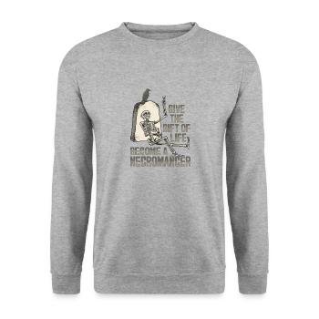 Nécromancien mort-vivant Squelette Sataniste Goth - Sweat-shirt Unisexe - gris chiné - Devant - Alina (178cm) & Michal (187cm)