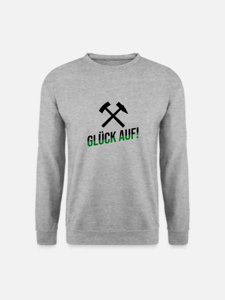 Erzgebirge Glück auf gliggauf - Unisex Pullover - Weißgrau meliert