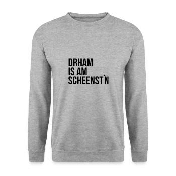 Daheim ist am schönsten Erzgebirge - Unisex Pullover - Weißgrau meliert - Vorne - Alina (178cm) & Michal (187cm)