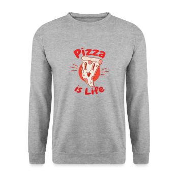 Ma Pizza - Pizza is Life - Sweat-shirt Unisexe - gris chiné - Devant - Alina (178cm) & Michal (187cm)