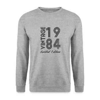 Vintage 1984 Vintage Geburtstag Retro Vintage - Unisex Pullover - Weißgrau meliert - Vorne - Alina (178cm) & Michal (187cm)