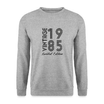 Vintage 1985 Vintage Fødselsdag Retro Vintage - Unisex sweater - hvidgrå meleret - Foran - Alina (178cm) & Michal (187cm)