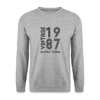 Vintage 1987 Vintage Geburtstag Retro Vintage - Unisex Pullover - Weißgrau meliert - Vorne - Alina (178cm) & Michal (187cm)