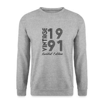 Vintage 1991 Vintage Geburtstag Retro Vintage - Unisex Pullover - Weißgrau meliert - Vorne - Alina (178cm) & Michal (187cm)