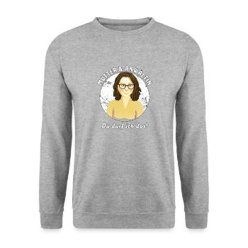 MUTTER UND ANWÄLTIN DARF DAS - Unisex Pullover - Weißgrau meliert - Vorne - Alina (178cm) & Michal (187cm)