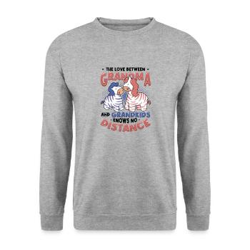 Auf Wiedersehen Und Abschied, Umzugsgroßmutter - Unisex Pullover - Weißgrau meliert - Vorne - Alina (178cm) & Michal (187cm)