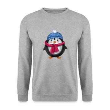 Pinguin - Unisex Pullover - Weißgrau meliert - Vorne - Alina (178cm) & Michal (187cm)