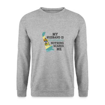 Nichts macht mir Angst Delawarean Husband Delaware - Unisex Pullover - Weißgrau meliert - Vorne - Alina (178cm) & Michal (187cm)