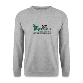 Nothing Scares Me Bangladeshi Husband Bangladesh - Unisex Sweatshirt - salt & pepper - Front - Alina (178cm) & Michal (187cm)