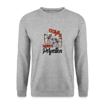 Coffee meets perfection - Unisex Sweatshirt - salt & pepper - Front - Alina (178cm) & Michal (187cm)