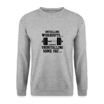 Installieren Workout Gym Lover Übung - Unisex Pullover - Weißgrau meliert - Vorne - Alina (178cm) & Michal (187cm)