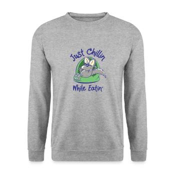 Chinchilla Wildlife Haustier Nagetier Essen - Unisex Pullover - Weißgrau meliert - Vorne - Alina (178cm) & Michal (187cm)