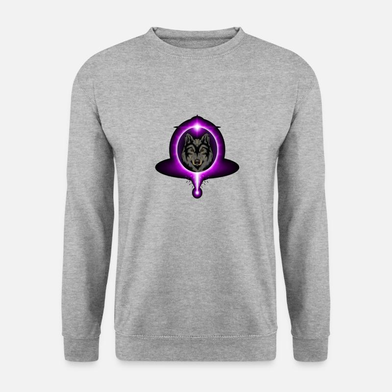 Wolf Lila - Unisex Pullover - Weißgrau meliert