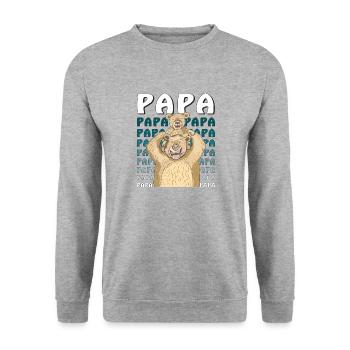 BEAR DADDY KID DAD - Unisex Sweatshirt - salt & pepper - Front - Alina (178cm) & Michal (187cm)