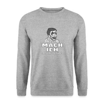 MANN MACH ICH - Unisex Pullover - Weißgrau meliert - Vorne - Alina (178cm) & Michal (187cm)