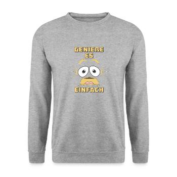 GENIEßE ES EINFACH - Unisex Pullover - Weißgrau meliert - Vorne - Alina (178cm) & Michal (187cm)