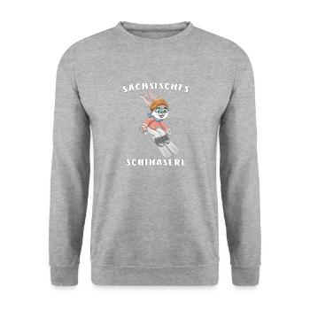 SCHIHASE SÄCHSISCHES SCHIHASERL - Unisex Pullover - Weißgrau meliert - Vorne - Alina (178cm) & Michal (187cm)