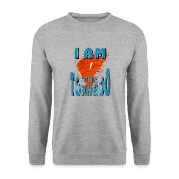 I AM THE TORNADO - Unisex Sweatshirt - salt & pepper - Front - Alina (178cm) & Michal (187cm)