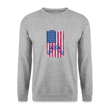 Posaunenlehrer Posaunist Spieler Lustiger - Unisex Pullover - Weißgrau meliert - Vorne - Alina (178cm) & Michal (187cm)
