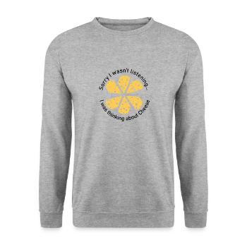 Eating Cheese Funny Cheesemaker Chef Ironic Saying - Unisex Sweatshirt - salt & pepper - Front - Alina (178cm) & Michal (187cm)