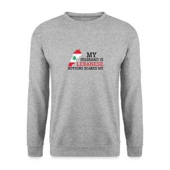 Nothing Scares Me Lebanese Husband Lebanon - Unisex Sweatshirt - salt & pepper - Front - Alina (178cm) & Michal (187cm)