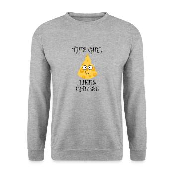 Girl Likes Cheese Funny Saying Cheese Maker - Unisex Sweatshirt - salt & pepper - Front - Alina (178cm) & Michal (187cm)