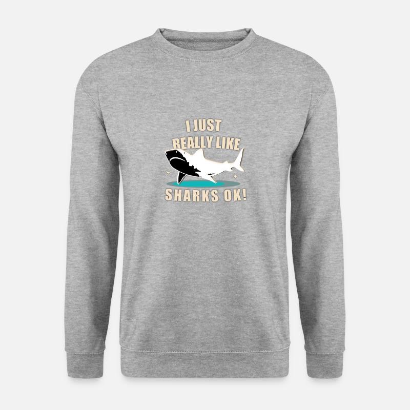 Ich liebe Haie - Unisex Pullover - Weißgrau meliert