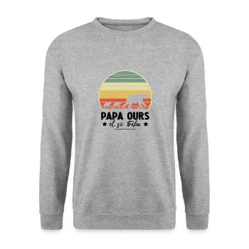 Papa ours et sa tribu Humour cadeau - Sweat-shirt Unisexe - gris chiné - Devant - Alina (178cm) & Michal (187cm)
