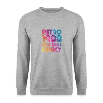 Retro 1988 - Unisex Pullover - Weißgrau meliert - Vorne - Alina (178cm) & Michal (187cm)