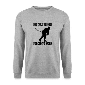 Eishockey Wintersport Geschenk Eishockeyteam - Unisex Pullover - Weißgrau meliert - Vorne - Alina (178cm) & Michal (187cm)