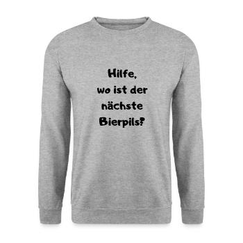 Partyspruch für Malle, Karneval ect. - Kostümidee - Unisex Pullover - Weißgrau meliert - Vorne - Alina (178cm) & Michal (187cm)