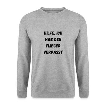 Partyspruch für Malle, Karneval ect. - Kostümidee - Unisex Pullover - Weißgrau meliert - Vorne - Alina (178cm) & Michal (187cm)