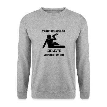 Partyspruch für Malle, Karneval ect. - Kostümidee - Unisex Pullover - Weißgrau meliert - Vorne - Alina (178cm) & Michal (187cm)