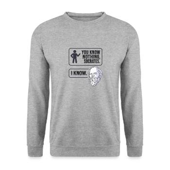 Socrate Philosophie Design pour un philosophe - Sweat-shirt Unisexe - gris chiné - Devant - Alina (178cm) & Michal (187cm)