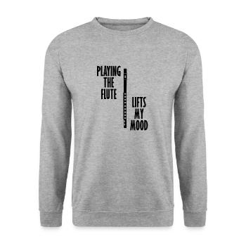 Musician Flute Funny Saying Flute Lifts Mood - Unisex Sweatshirt - salt & pepper - Front - Alina (178cm) & Michal (187cm)