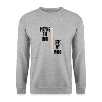 Flute Lifts Mood Ironic Saying Professional - Unisex Sweatshirt - salt & pepper - Front - Alina (178cm) & Michal (187cm)
