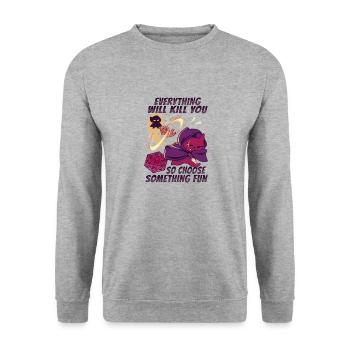 D20 Cat design for an RPG GAMER - Unisex Sweatshirt - salt & pepper - Front - Alina (178cm) & Michal (187cm)