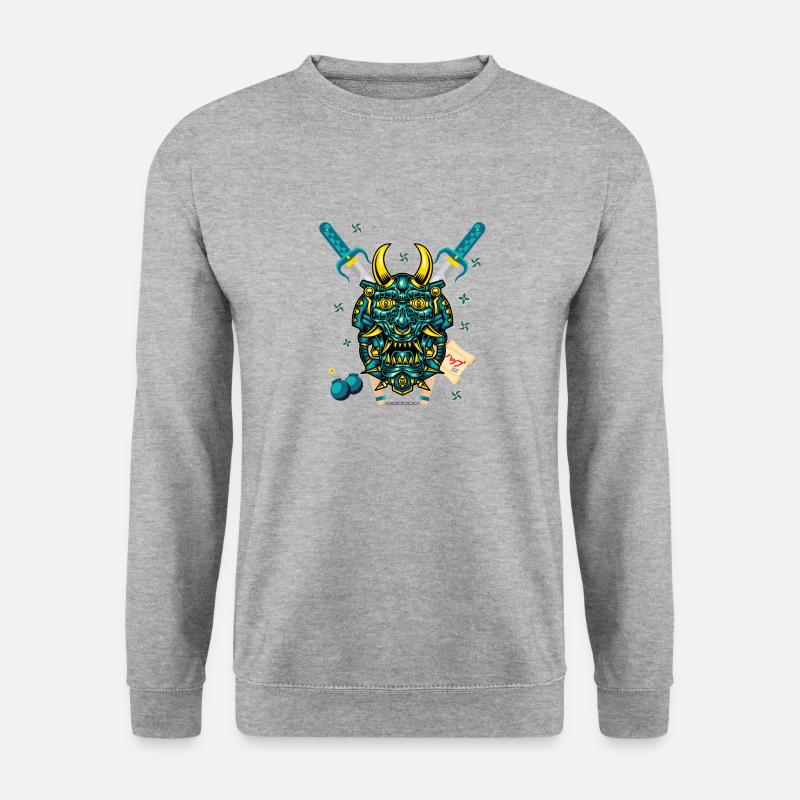 Samurai Monster - Unisex Pullover - Weißgrau meliert