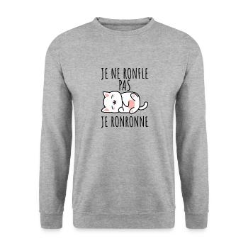 je ne ronfle pas je ronronne - Sweat-shirt Unisexe - gris chiné - Devant - Alina (178cm) & Michal (187cm)