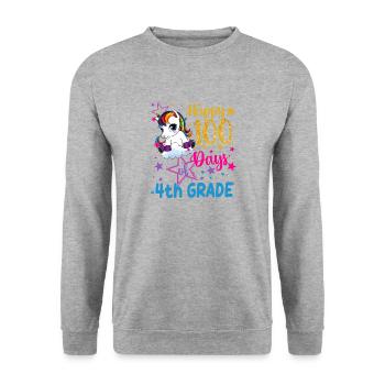 Süßes Einhorn Glückliche 100 Tage der 4. Klasse - Unisex Pullover - Weißgrau meliert - Vorne - Alina (178cm) & Michal (187cm)