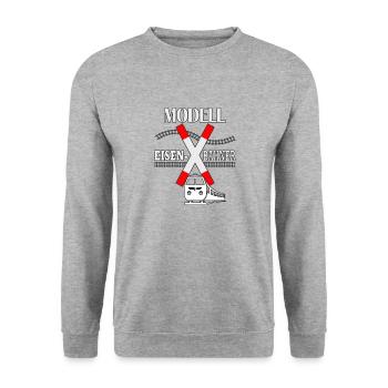 Modell Eisenbahner Lokführer - Unisex Pullover - Weißgrau meliert - Vorne - Alina (178cm) & Michal (187cm)