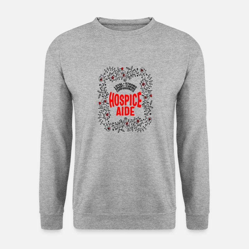 Hospizshirt, Hospizhelfer Blumentee, - Unisex Pullover - Weißgrau meliert