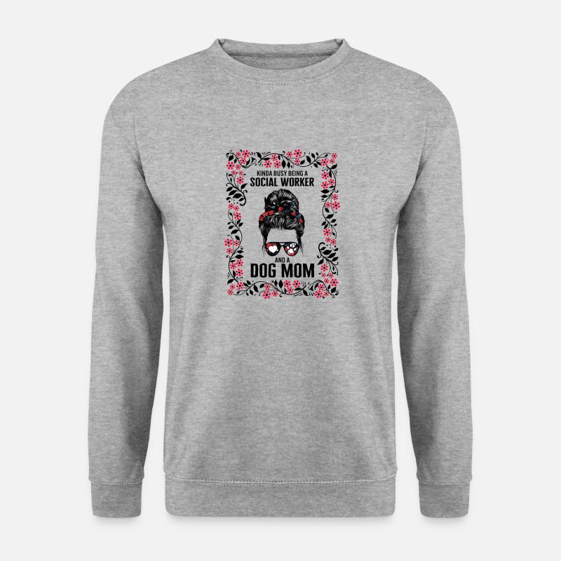 Sozialarbeiter Hemd, beschäftigt Sozialarbeiter und Hund - Unisex Pullover - Weißgrau meliert
