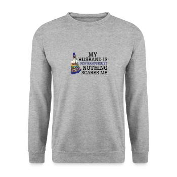 Rien ne me fait peur Nouveau mari Hampshirite Nouveau - Sweat-shirt Unisexe - gris chiné - Devant - Alina (178cm) & Michal (187cm)