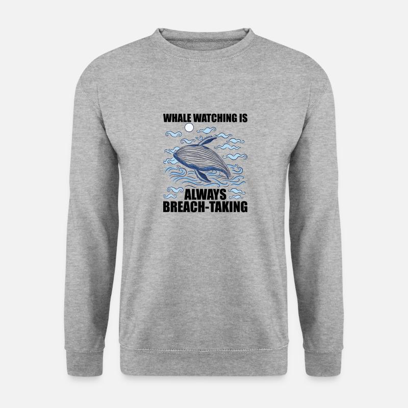 Walbeobachter Spruch Wal Fans Buckelwale - Unisex Pullover - Weißgrau meliert